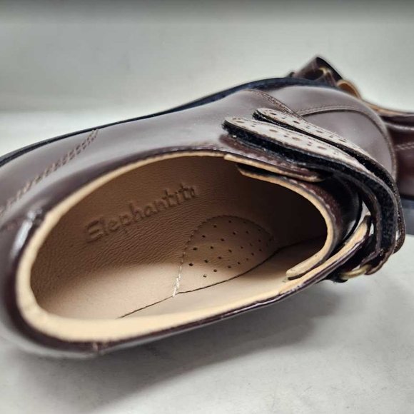 Little boys 11 (27EU) Elephantito wingtip strap brown dress school uniform shoes - Picture 10 of 11